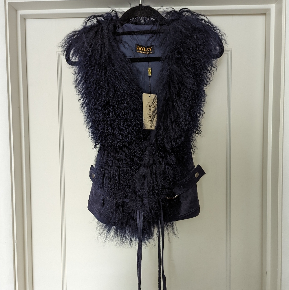 Suede, Wool-trimmed Vest